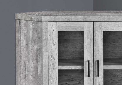 Reclaimed Wood Gray Finish Corner Tv Stand With Glass Doors