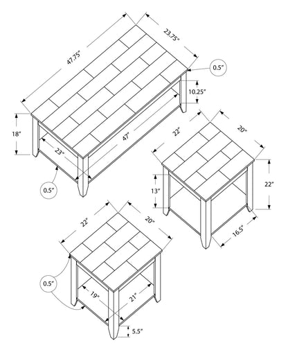 Cappuccino Marble Look Top Table Set  3Pcs Set