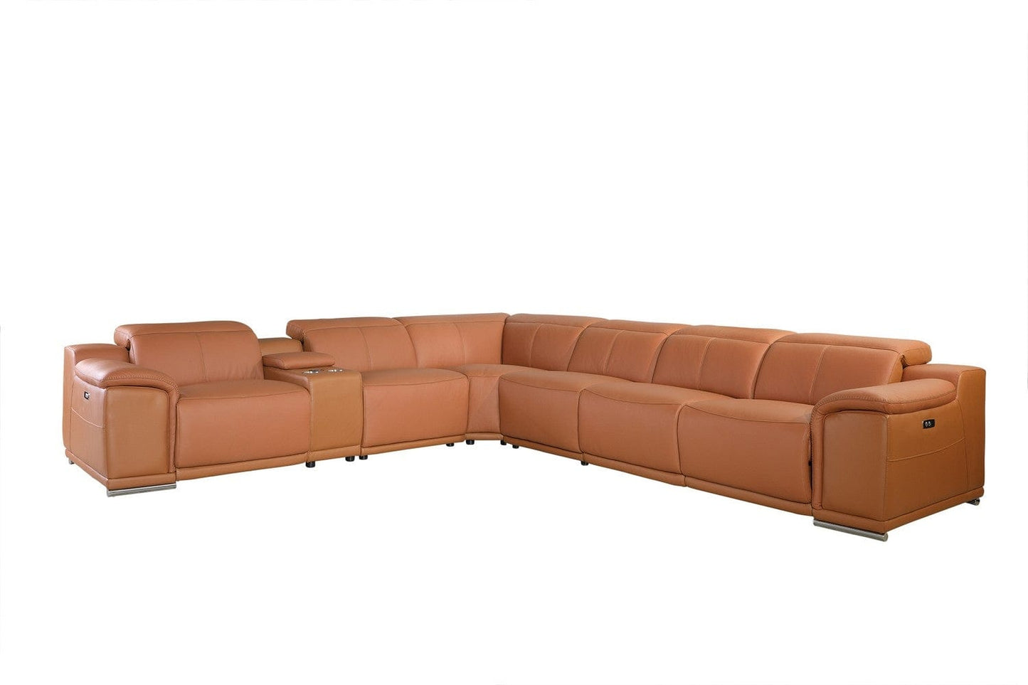 241" X 280" X 220.2" Camel Power Reclining 7Pc Sectional