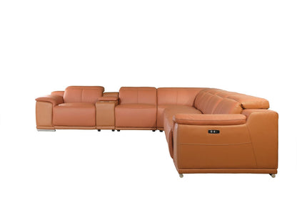 241" X 280" X 220.2" Camel Power Reclining 7Pc Sectional