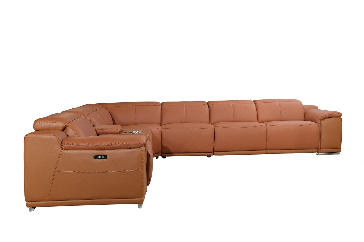 254" X 280" X 237.4" Camel Power Reclining 7Pc Sectional
