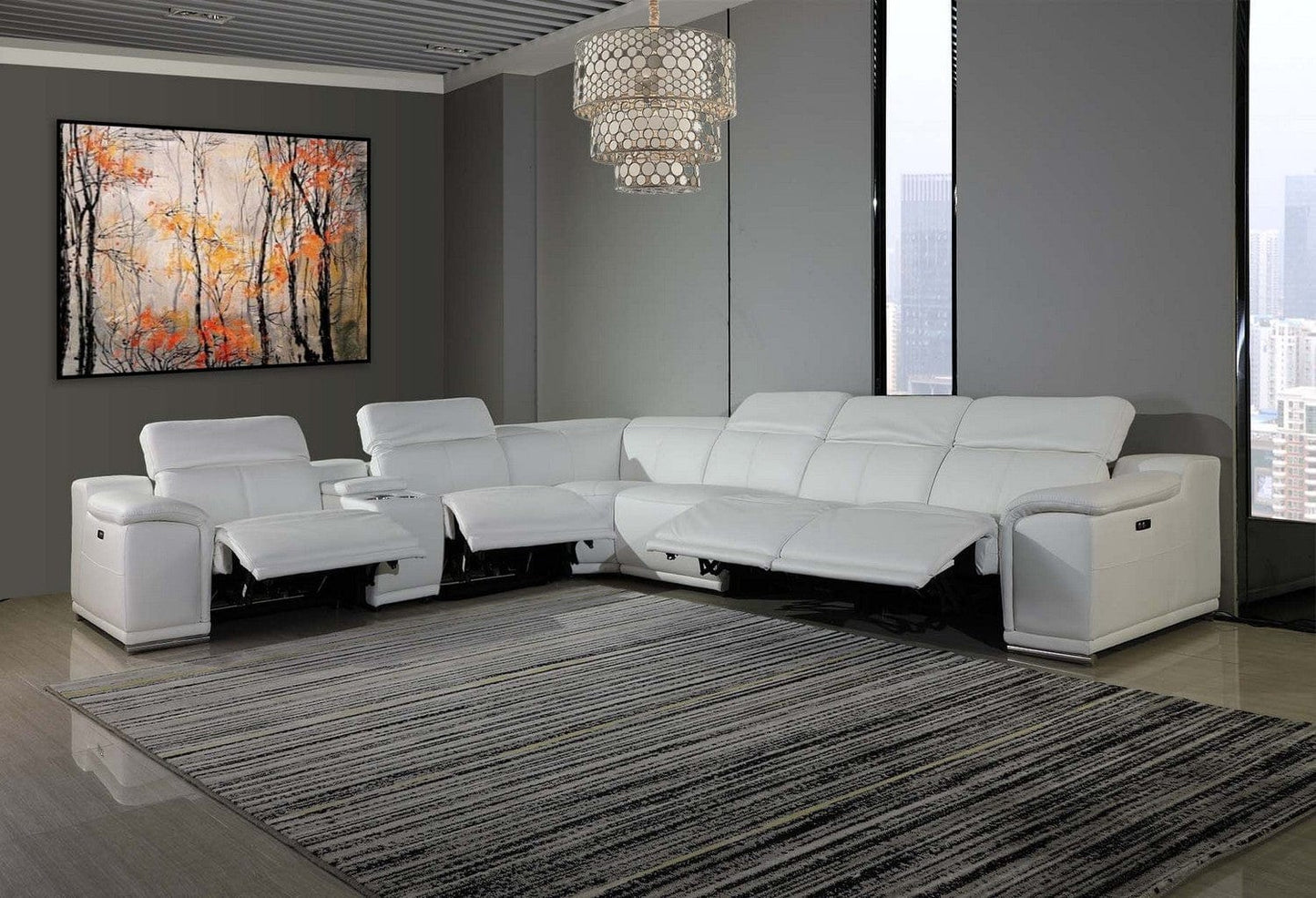 254" X 280" X 237.4" White Power Reclining 7Pc Sectional
