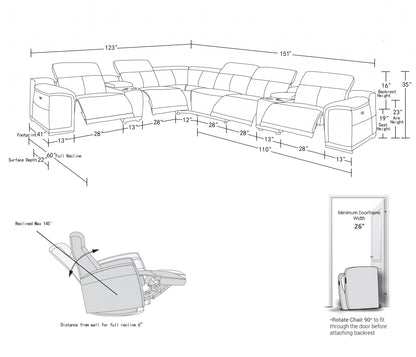 267" X 320" X 266.4" White Power Reclining 8Pc Sectional