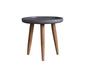 Cement Gray Finish Wooden Side End Table With Round Top