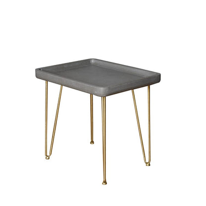 Contemporary Gray And Gold Finish Rectangle End Table 18"H
