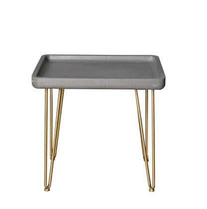 Contemporary Gray And Gold Finish Rectangle End Table 18"H