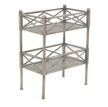 Stylish Brushed Silver 2 Shelf Serving Cart Or Bookcase