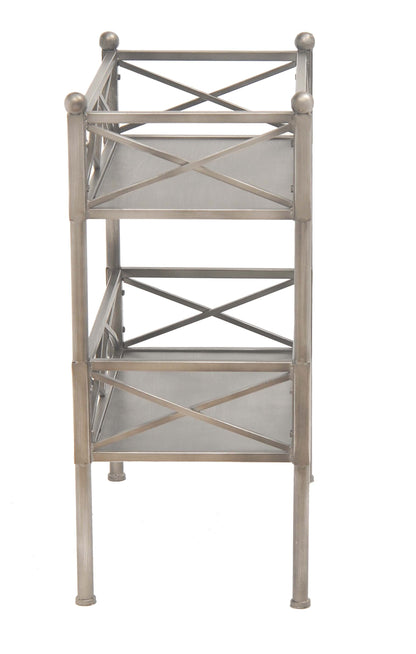 Stylish Brushed Silver 2 Shelf Serving Cart Or Bookcase