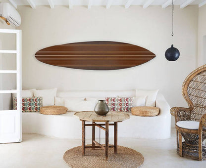 Multi Tonal Brown Stripe Surfboard Wall Art