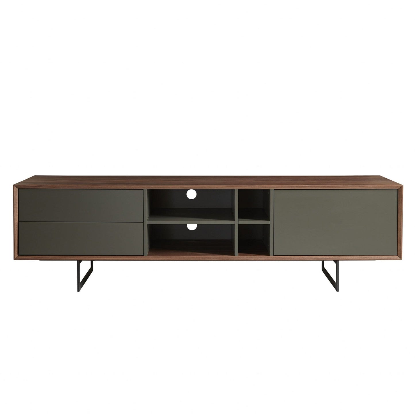 71" Media Tv Stand In Walnut And Dark Gray