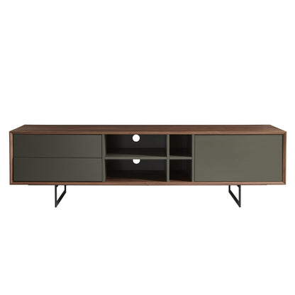 71" Media Tv Stand In Walnut And Dark Gray