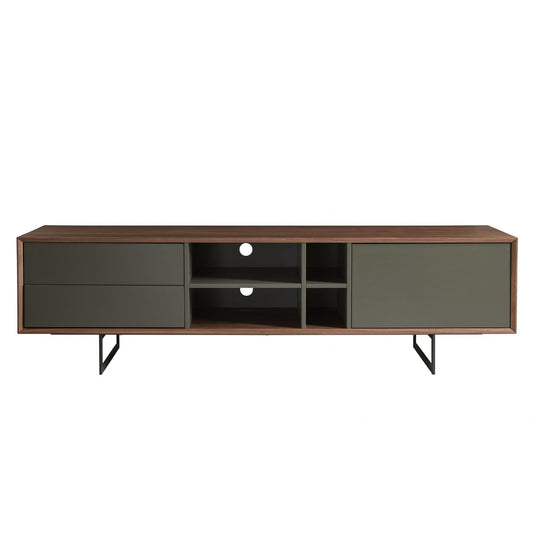 71" Media Tv Stand In Walnut And Dark Gray
