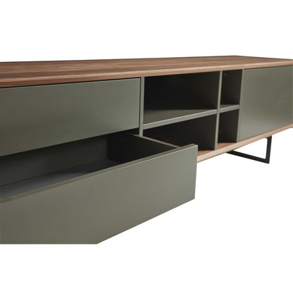 71" Media Tv Stand In Walnut And Dark Gray