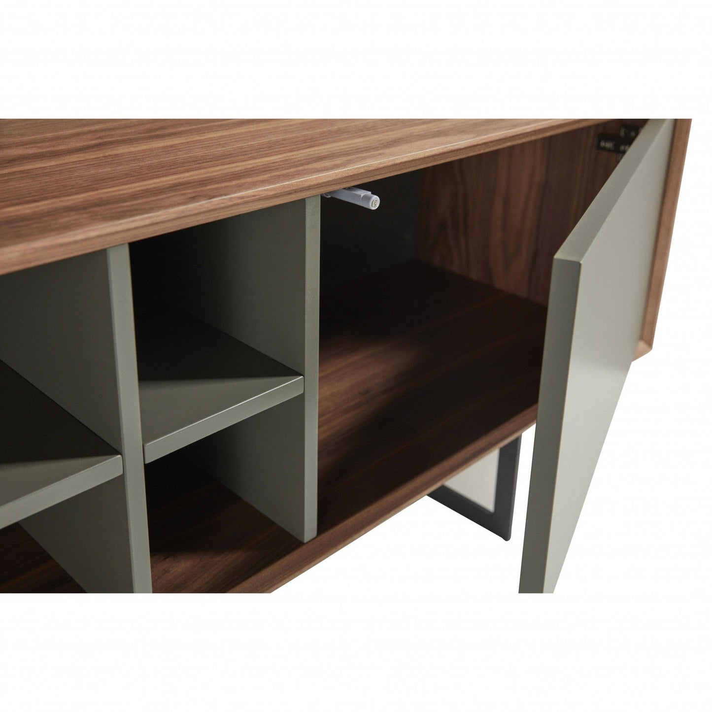71" Media Tv Stand In Walnut And Dark Gray