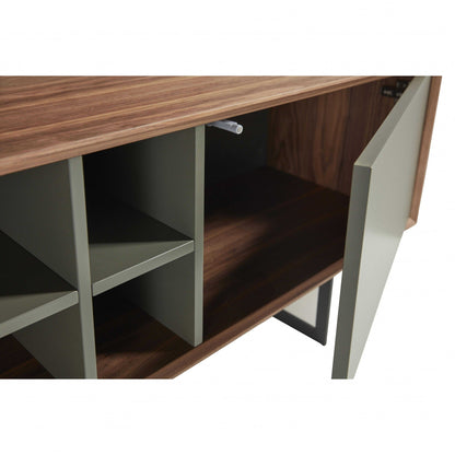 71" Media Tv Stand In Walnut And Dark Gray