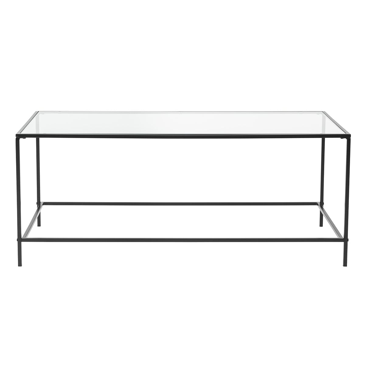 44" Black And Clear Glass Rectangular Coffee Table