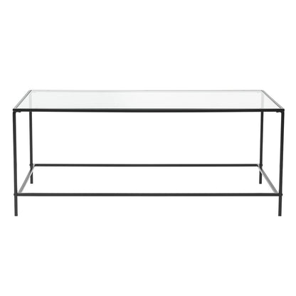 44" Black And Clear Glass Rectangular Coffee Table