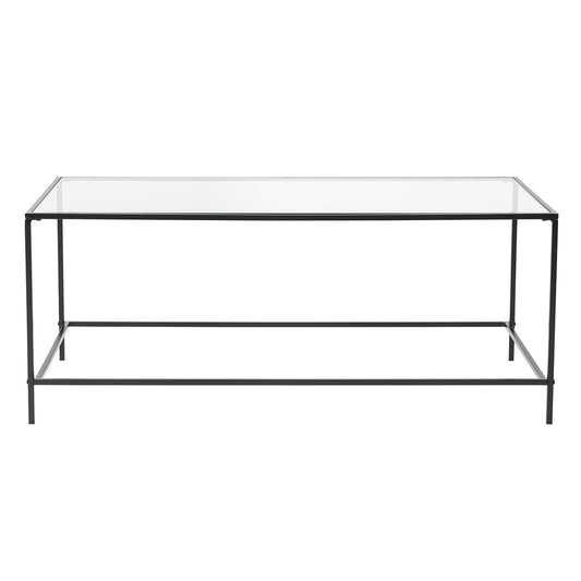 44" Black And Clear Glass Rectangular Coffee Table