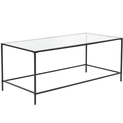 44" Black And Clear Glass Rectangular Coffee Table
