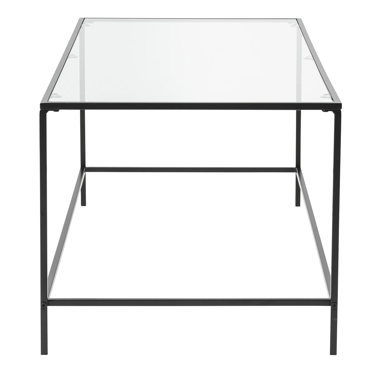 44" Black And Clear Glass Rectangular Coffee Table