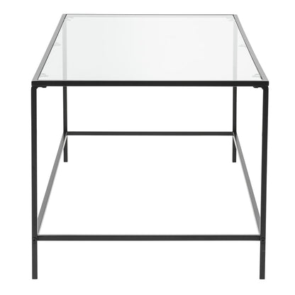 44" Black And Clear Glass Rectangular Coffee Table