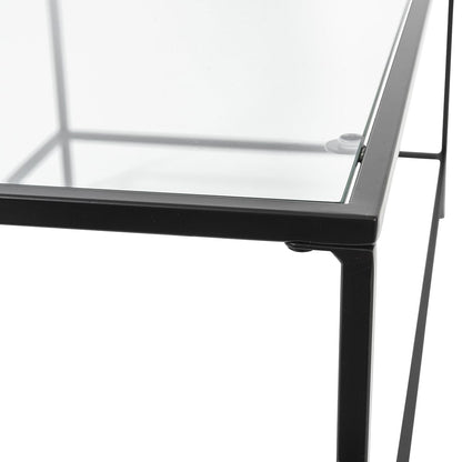 44" Black And Clear Glass Rectangular Coffee Table