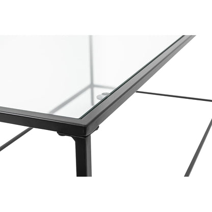 44" Black And Clear Glass Rectangular Coffee Table