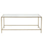 44" X 20.76" X 17.88" Coffee Table In Clear Glass With Brass Base