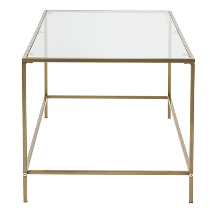 44" X 20.76" X 17.88" Coffee Table In Clear Glass With Brass Base