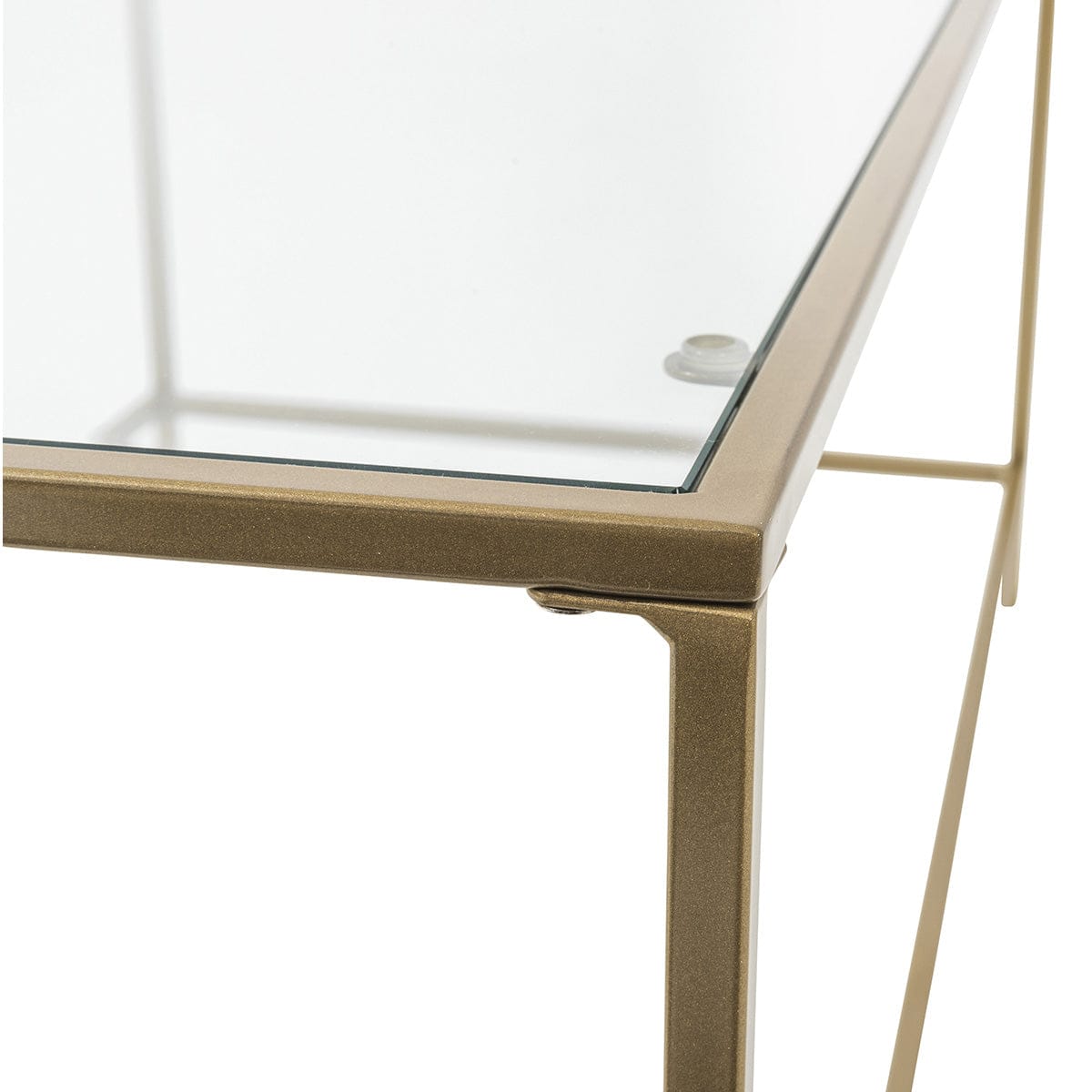 44" X 20.76" X 17.88" Coffee Table In Clear Glass With Brass Base