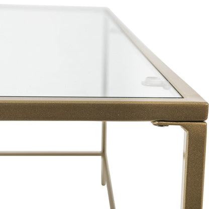 44" X 20.76" X 17.88" Coffee Table In Clear Glass With Brass Base