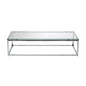 47.8" X 24" X 12" Rectangle Coffee Table In Clear Glass With Chrome Base