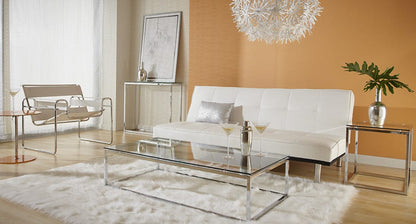 47.8" X 24" X 12" Rectangle Coffee Table In Clear Glass With Chrome Base