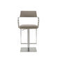 Modern Taupe Faux Leather Adjustable Barstool With Arms