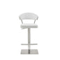 White Faux Leather And Stainless Adjustable Bar Stool