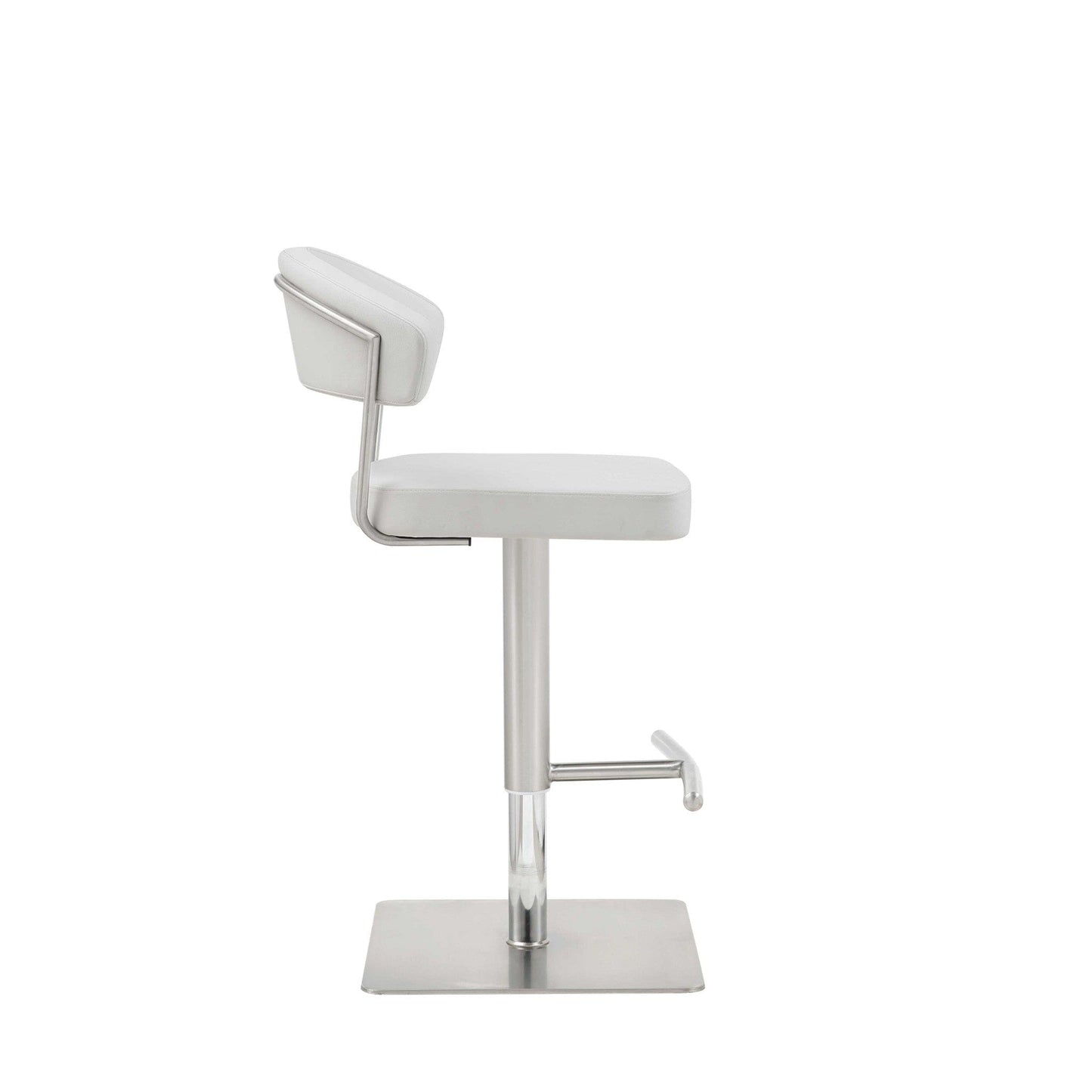 White Faux Leather And Stainless Adjustable Bar Stool