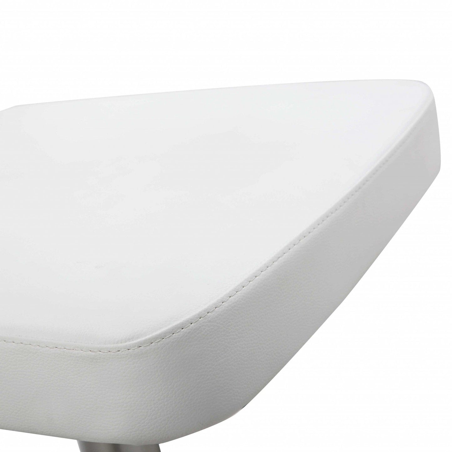 White Faux Leather And Stainless Adjustable Bar Stool