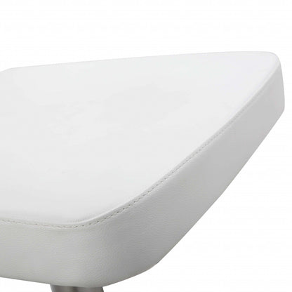 White Faux Leather And Stainless Adjustable Bar Stool
