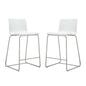 Set Of 2 White Faux Leather Low Back Counter Stools