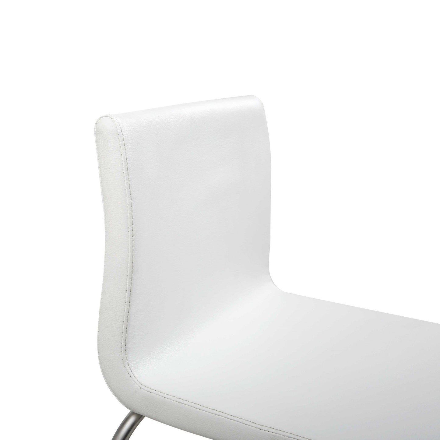 Set Of 2 White Faux Leather Low Back Counter Stools