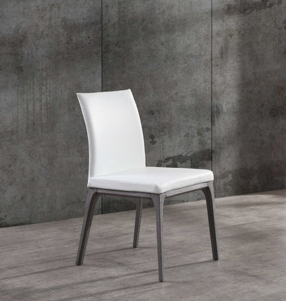 Set Of 2 White Faux Leather Dining Chairs