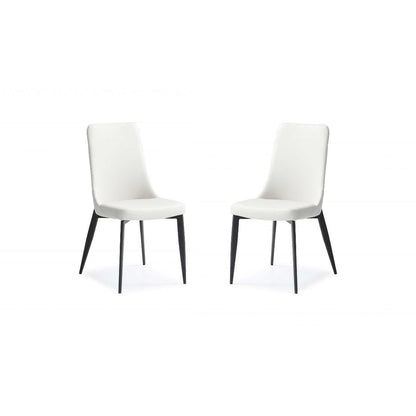 Set Of 2 White Faux Leather Metal Dining Chairs