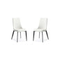 Set Of 2 White Faux Leather Metal Dining Chairs