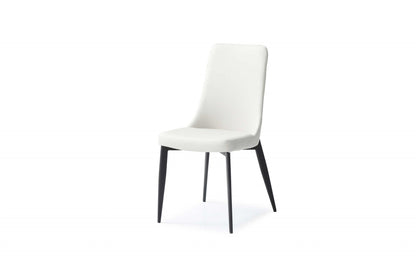Set Of 2 White Faux Leather Metal Dining Chairs