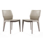 Set Of 2 Gray Faux Leather Metal Dining Chairs