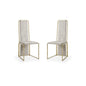 Set Of 2 Ultra Modern Beige Suede And Gold Dining Chairs