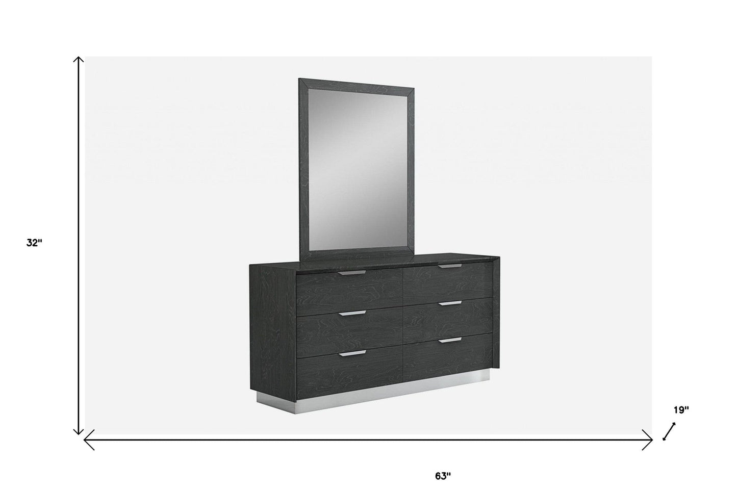 63" X 19" X 32" Grey Double Dresser Extension