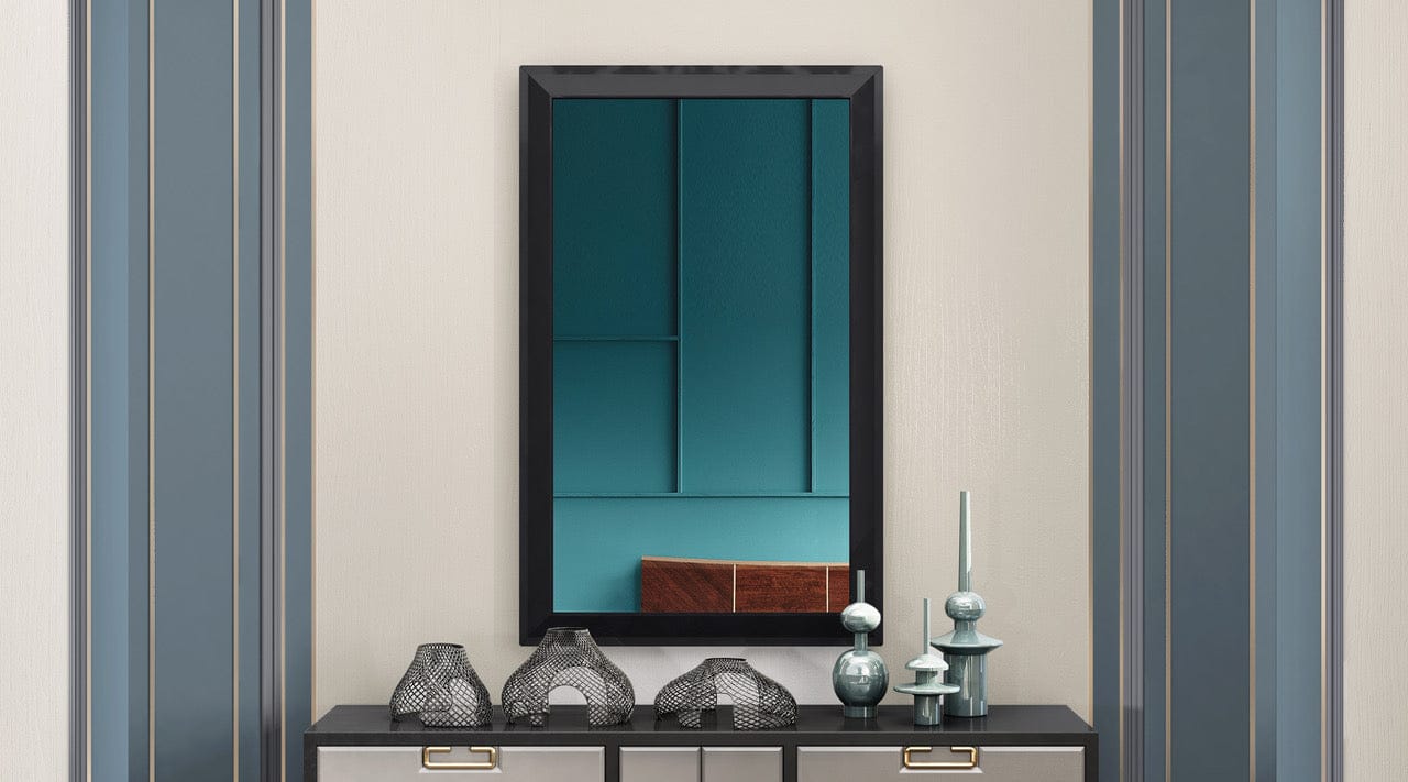 32 X 2 X 51 Gloss Black Glass Mirror