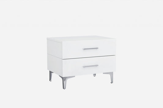 25 X 18 X 21 Gloss White Stainless Steel Nightstand