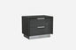 Gray And Stainless Steel Two Drawer Nightstand